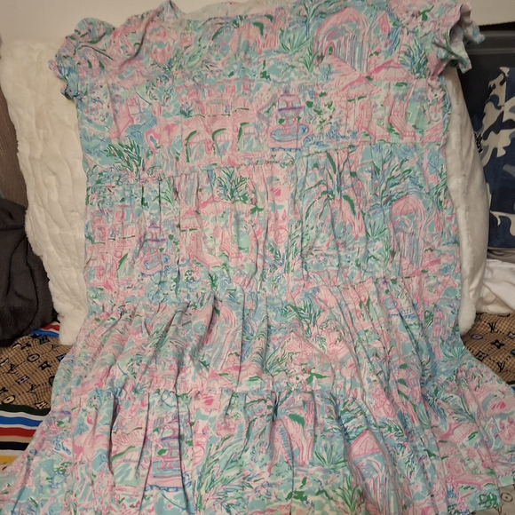 Lily Pulitzer Pink Flamingo Summer Ruffled Dress Sz 2X - Picture 1 of 4
